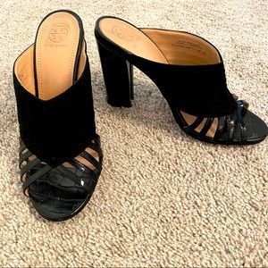 Tory Burch Black Block Heel Mule, Size 7